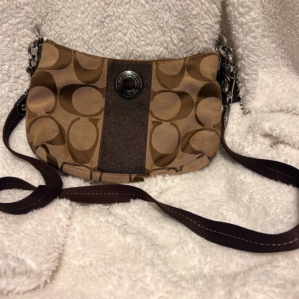 Coach Monogram CC Signature Collection Striped Demi Crossbody
